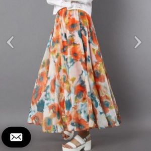 Orange blossom watercolor maxi skirt
